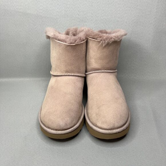 Womens Uggs Boots Bailey Bow Tulle Mini Dusk Pink Purple Sz 6 Fits 7 Suede Rare - Picture 4 of 16